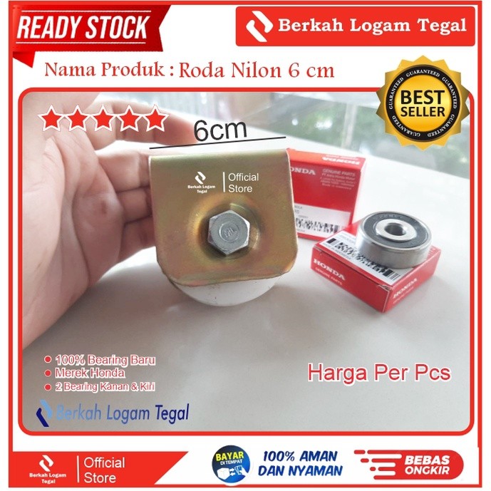 Roda Pagar Besi Nilon 6 Cm Bearing 100% Baru