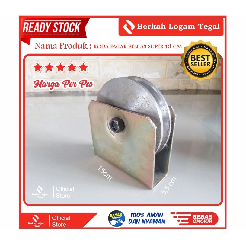 Roda Pagar Besi Super Ukuran Diameter 15 Cm Pintu Pagar Dorong