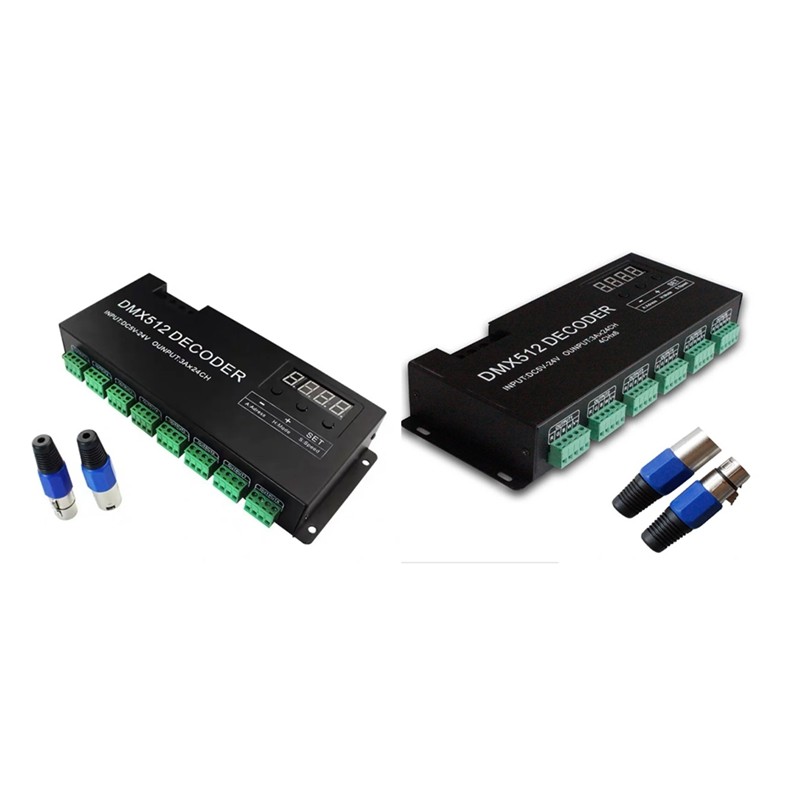 B34B-Digital 24CH RGB RGBW DMX512 Decoder, RGBW 512 Decoder DMX 512 Controller For LED Strip