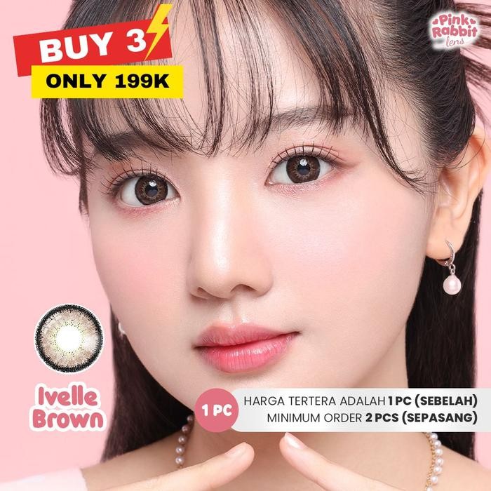 PALING MURAH. PINKRABBIT SOFTLENS IVELLE BROWN - NORMAL, MINUS 0.5 S/D 10.00 (1PCS/SEBELAH)