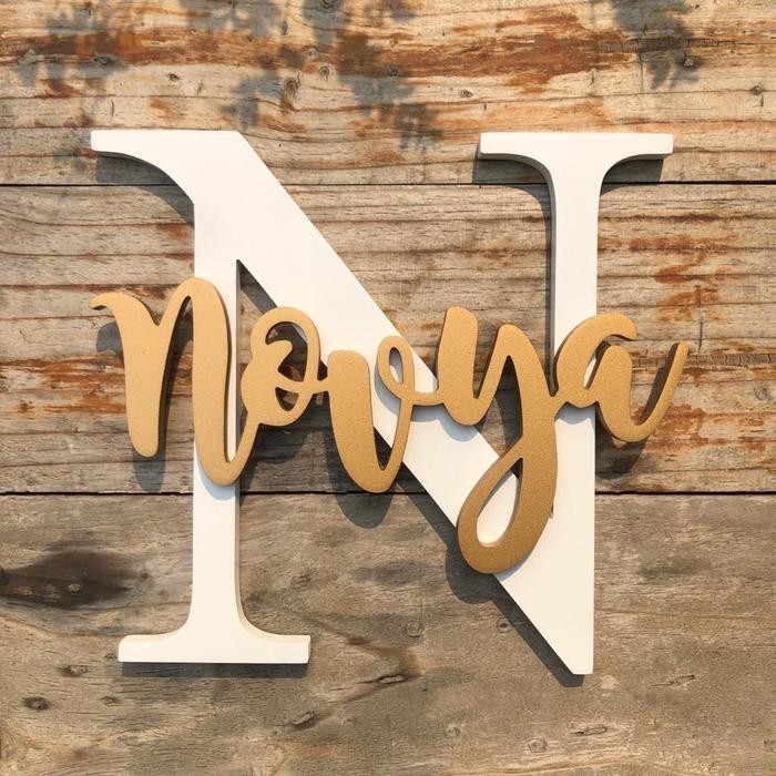 Buruan,. Hiasan Dinding Wall Decor Huruf Kayu Custom Inisial Nama