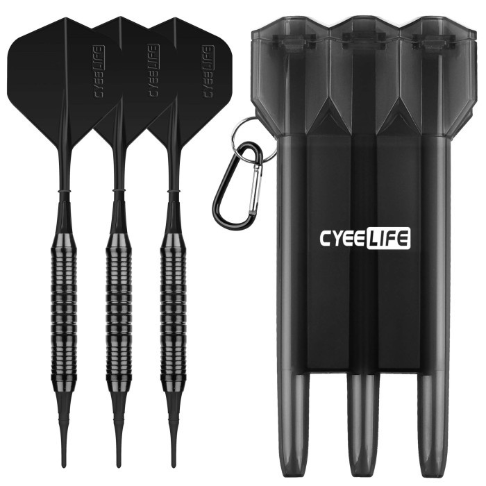 CyeeLife Brass Soft Tip Darts 18g With Carry Case and Extra Plastic Points & Flights,Professional