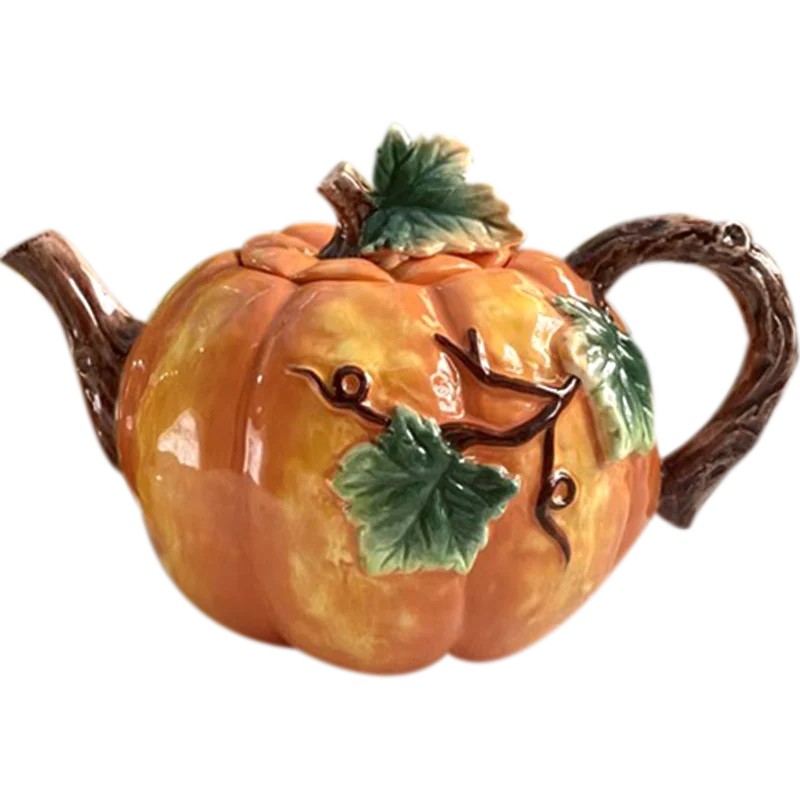 European painted ceramic Pumpkin Teapot Tea Cup Dessert dish cute Tea set American afternoon tea