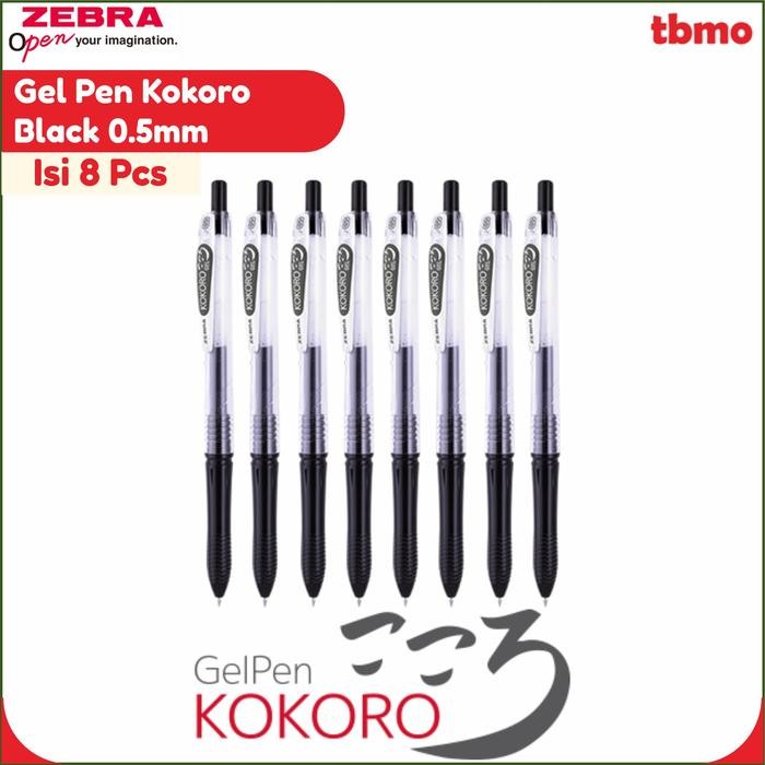 

AqibSaza Gel Pen Kokoro Black 0.5mm / Kokoro Hitam - isi 8 / isi 12 Tinta Bolpen Stationery