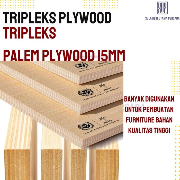 triplek 15mm 122x244 Palem Plywood Bahan Kayu Kualitas Tinggi *