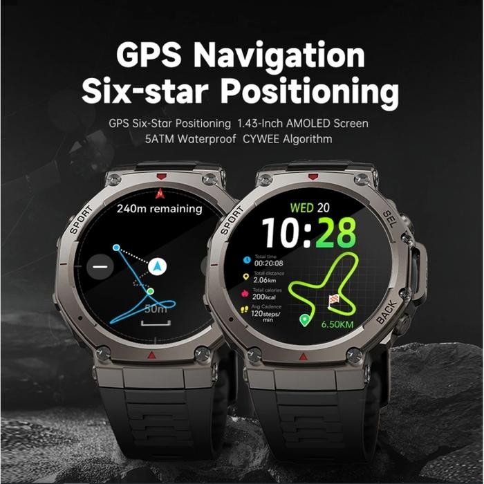 Siap- Skmei B78 Smartwatch Pria Gps Map 1.43 Amoled 5Atm Waterproof Compass Bluetooth Call