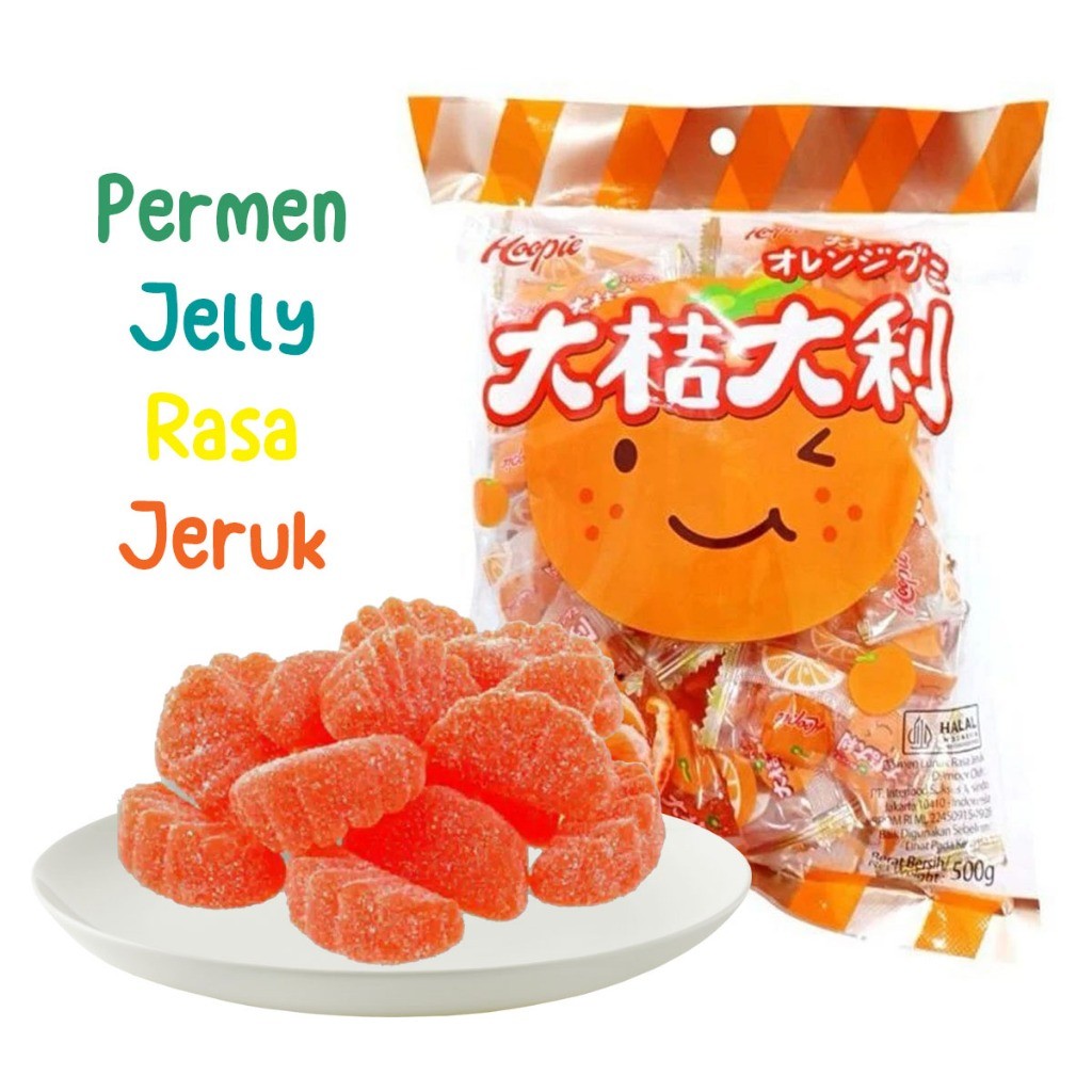 

HOOPIE Permen Jelly Jeruk Mandarin Orange Candy 500gr Halal BPOM Manisan Jely Rasa Jeruk Jeli