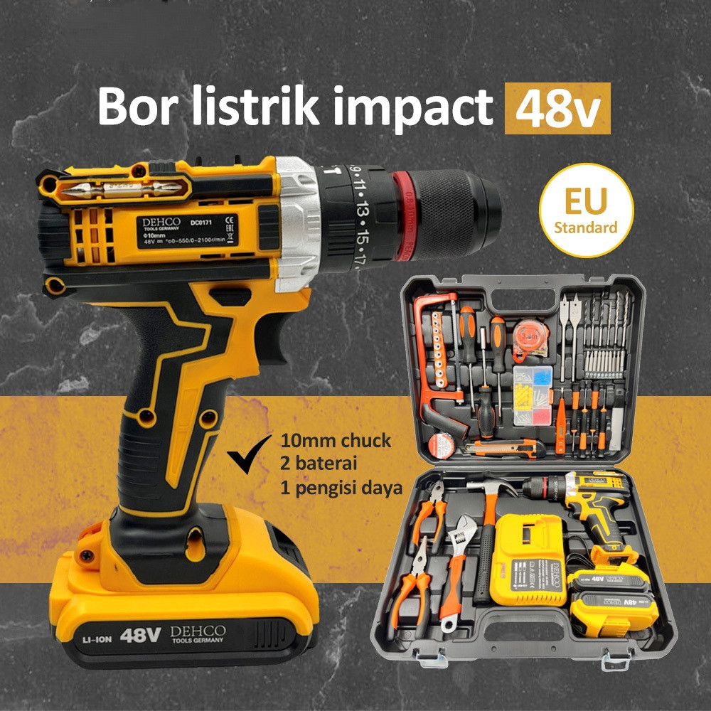 BONKYO MESIN BOR BATERAI BOR IMPACT SET BOR LISTRIK KOTAK PERALATAN MULTIFUNGSI BOR BETON