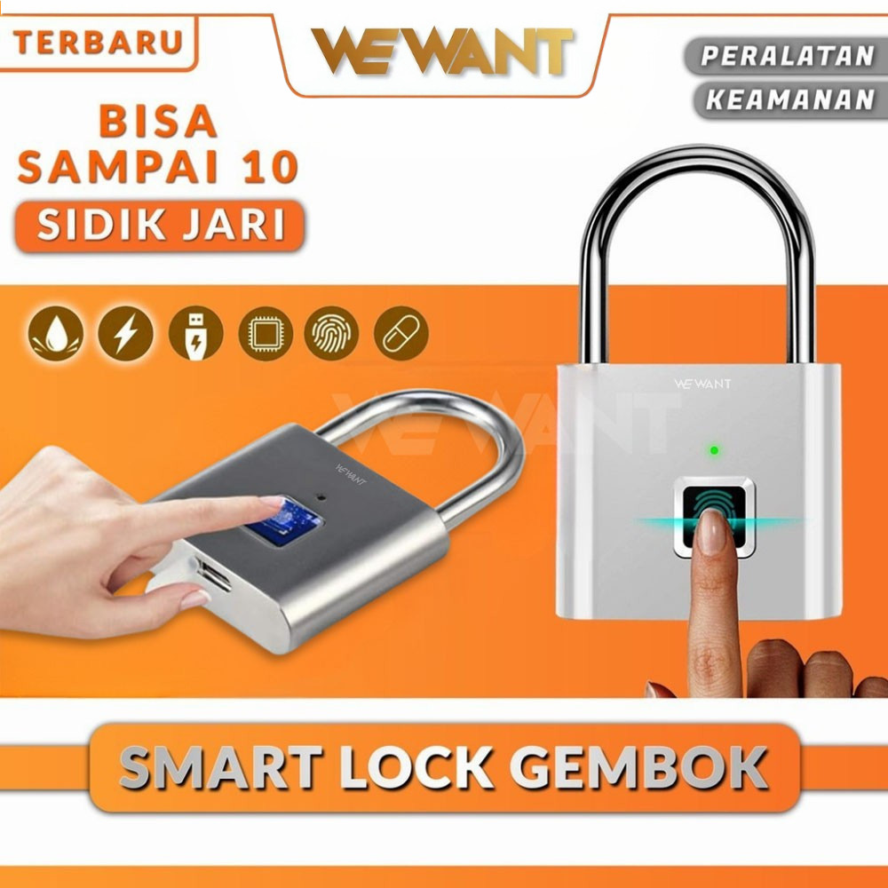 WEWANT GEMBOK FINGERPRINT KUNCI KOPER PAGAR PINTU ANTI MALING