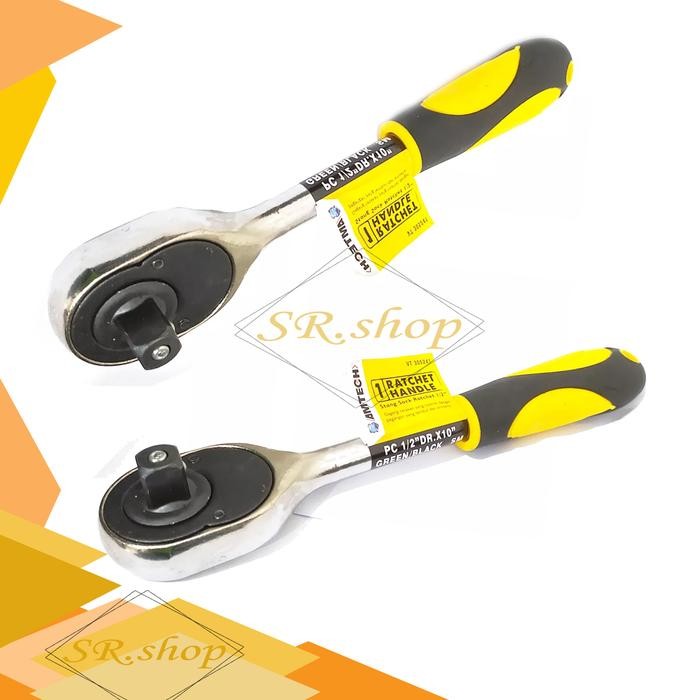 Sukkiystrore Gagang Shock Rachet 10 Inch, Gagang Kunci Sok Model Rachet Bolak Balik, Ukuran Kunci