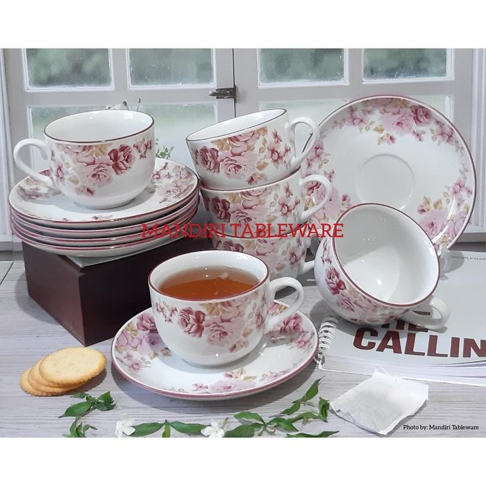 BnYkPilih- Cangkir Set Keramik / Coffee Set / Pink Rossie