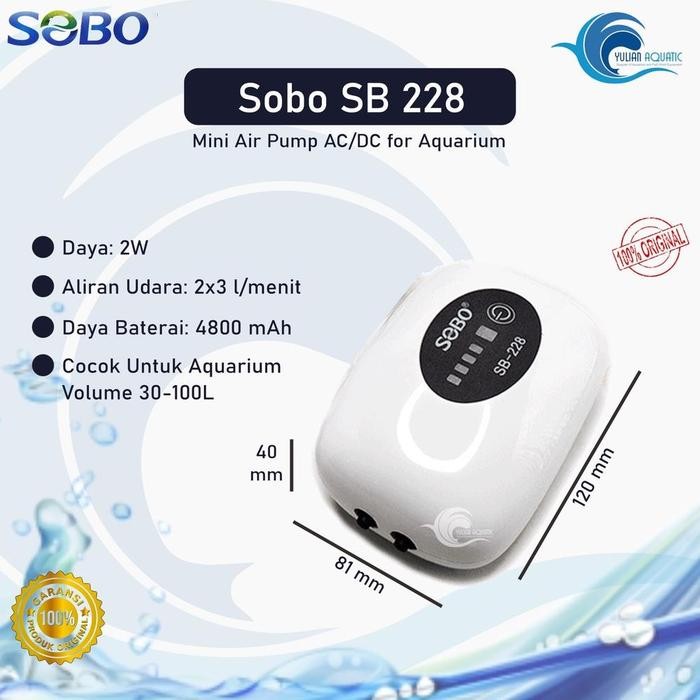 AERATOR OTOMATIS EMERGENCY SOBO SB 228 AC DC 2 LUBANG AERATOR OTOMATIS