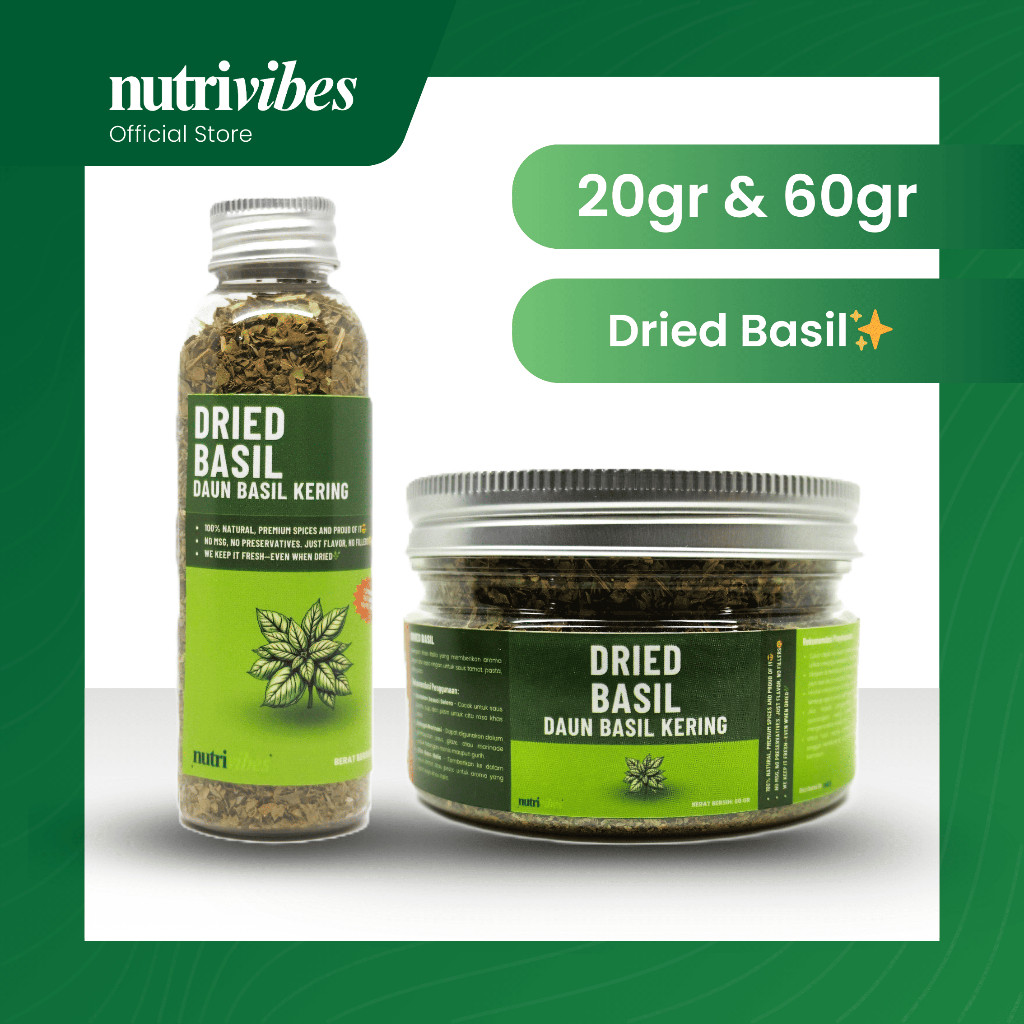 

Basil Kering / Dried Basil (Home Chef Edition 20gr & 60gr) - Nutrivibes