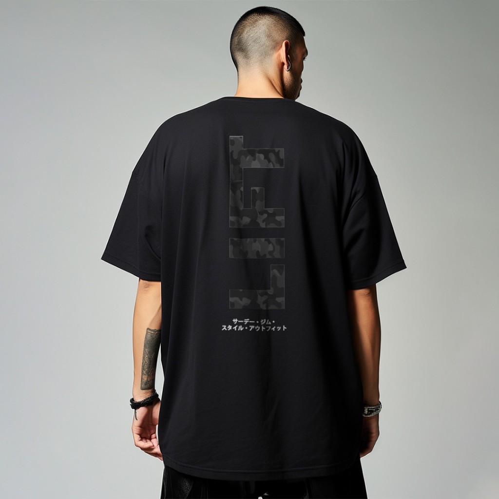 【COD】Kaos Oversize Gym Tshirt Pria Scuba Lux Tebal "LIFT" Putih MTV83 Hitam MTV84 Khaki MTV85 Navy M