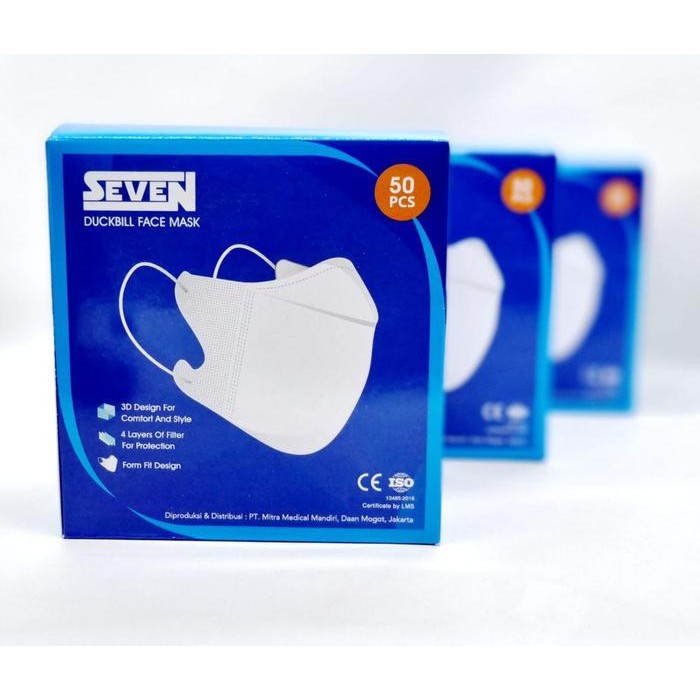 Masker Duckbill SEVEN 4 Ply Medis Surgical Kemenkes 50pcs