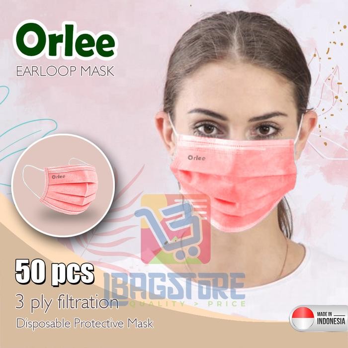 Masker 3 ply Medis Masker Bedah Kemenkes 3ply isi 50pcs Merk Orlee