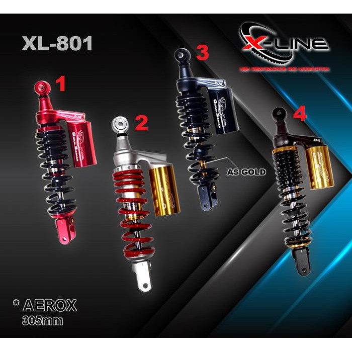 X Line Shockbreaker Variasi Tabung Atas Tipe 801 Yamaha Aerox 305Mm