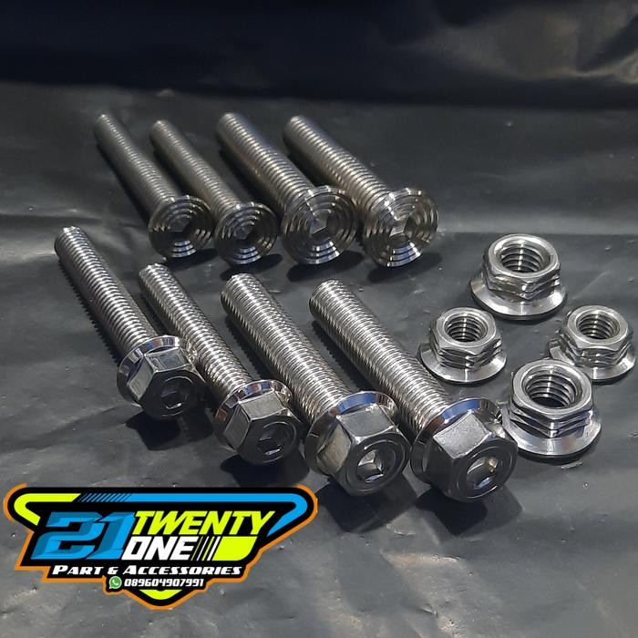 PREMIUM baut stainless set bracket engine mounting mio sporty smile soul fino