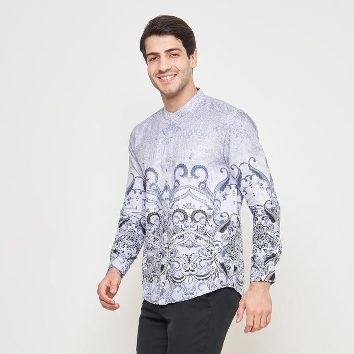 Vanfive Kemeja Koko Shanghai Batik Lengan Panjang Pria Slim Fit B1732 - Abu