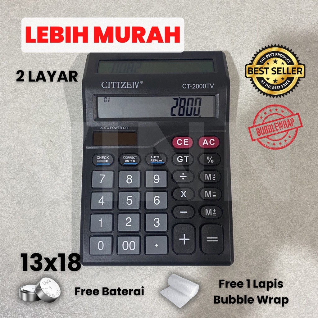 

Kalkulator 12 Dit 2 Layar Murah 8810 LCS 2TV KALKUALTOR JUMBO DAGANG Kalkulator Check - Calculator