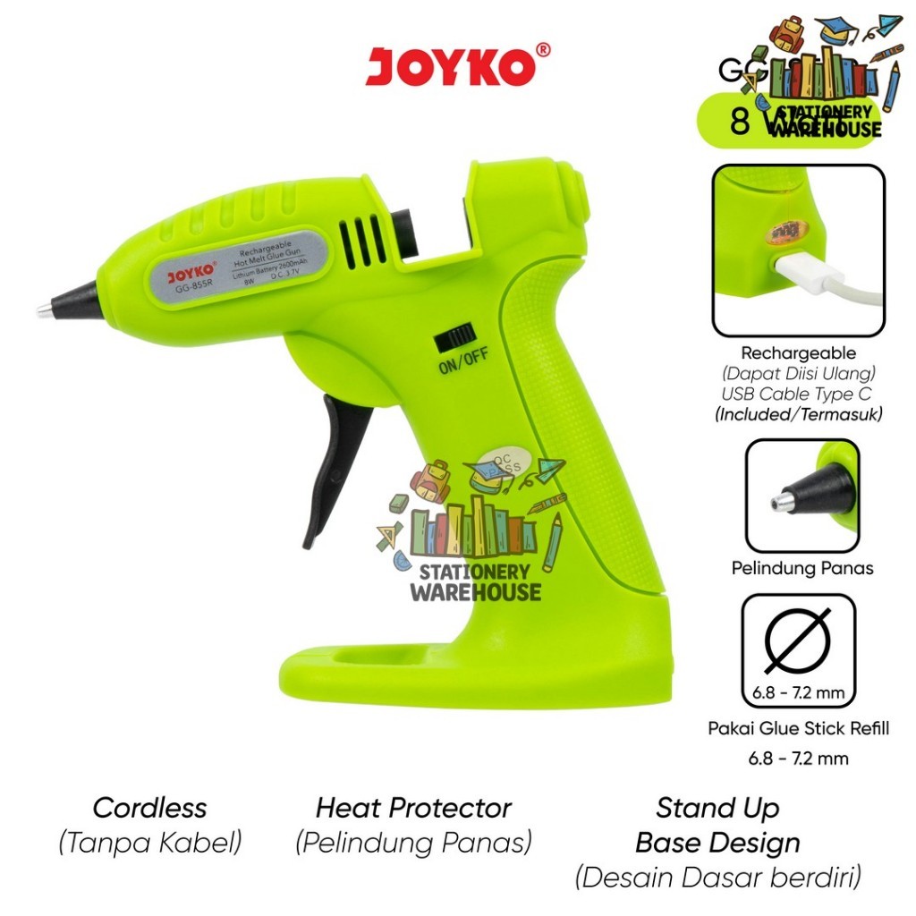 

Recharble Hot Melt Glue Lem Tanpa Kabel GG-855R 2600mAh