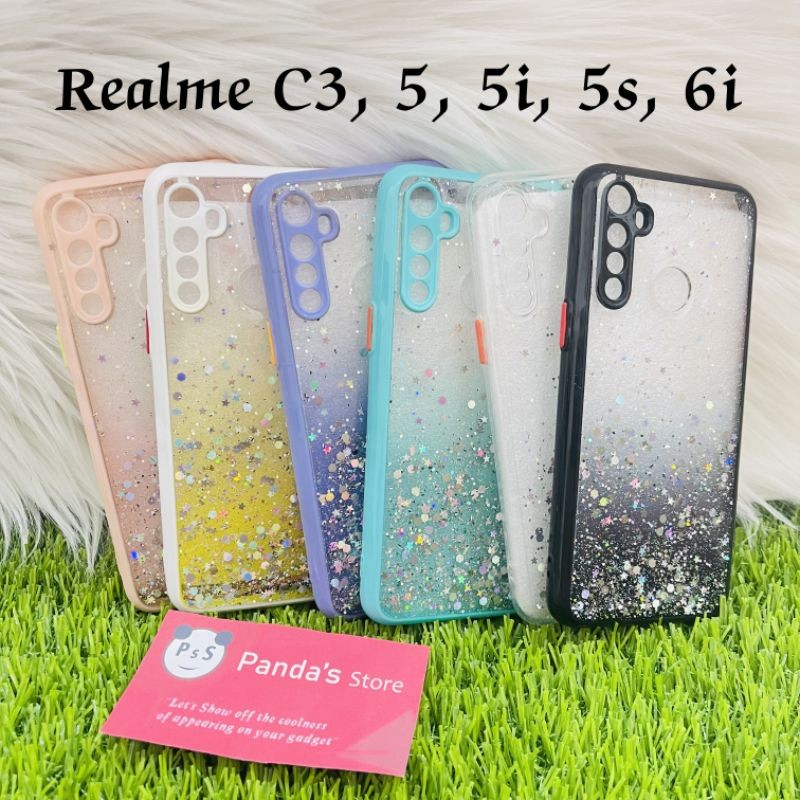 Glitter Case Realme C3, 5, 5i, 5s, 6i Funny Color Dengan Pelindung Kamera (PsS)