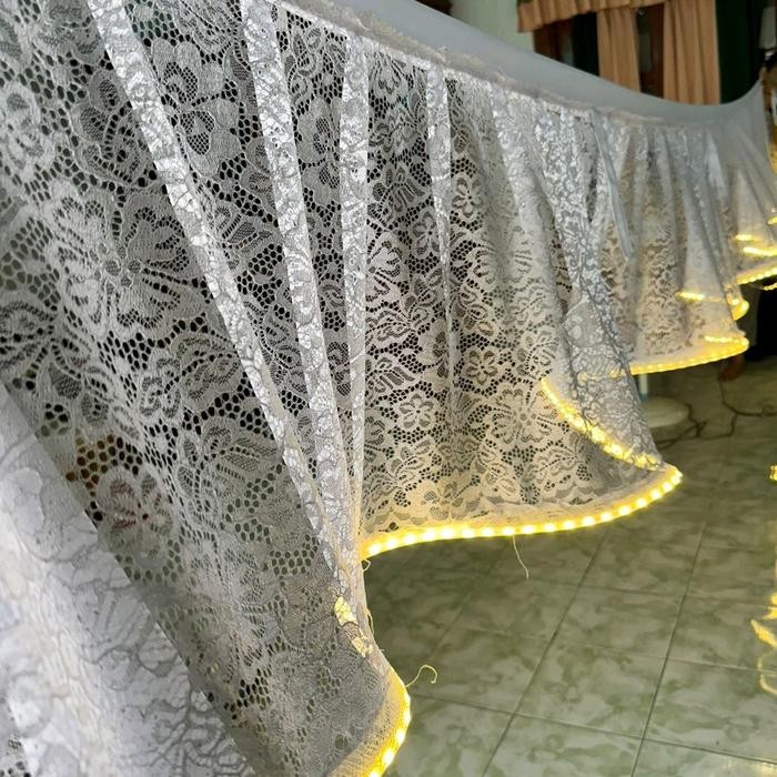 Skriting lampu tenda kain Brukat-Hiasan dekorasi tenda lampu LED *