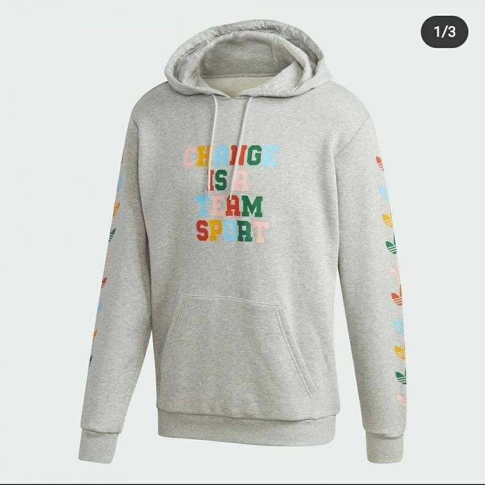 PROMO.. ADIDAS ORIGINAL CHANGING THE TEAM HOODIE GREY ORIGINAL BNWT