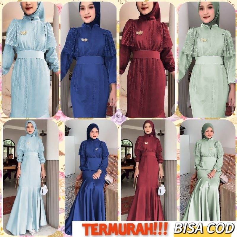 TERBARU HIJAB FASHION DRESS/ GAMIS LEBARAN MODEL TERBARU/ DRESS PESTA WANITA MUSLIM/ Celinne - dm/