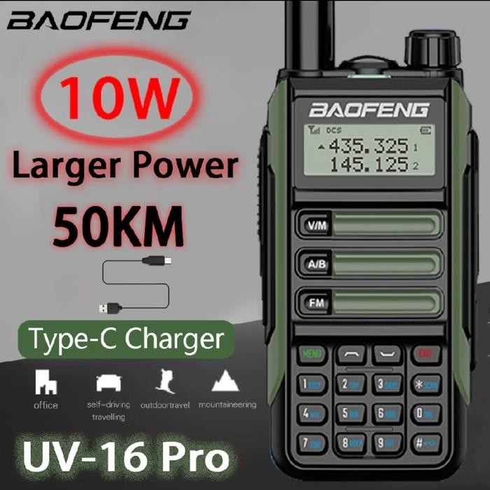 SendToday- Ht Handy Talky Jangkauan Luas 100Km Uv-20 Pro 80W Baterei Jumbo 24000M