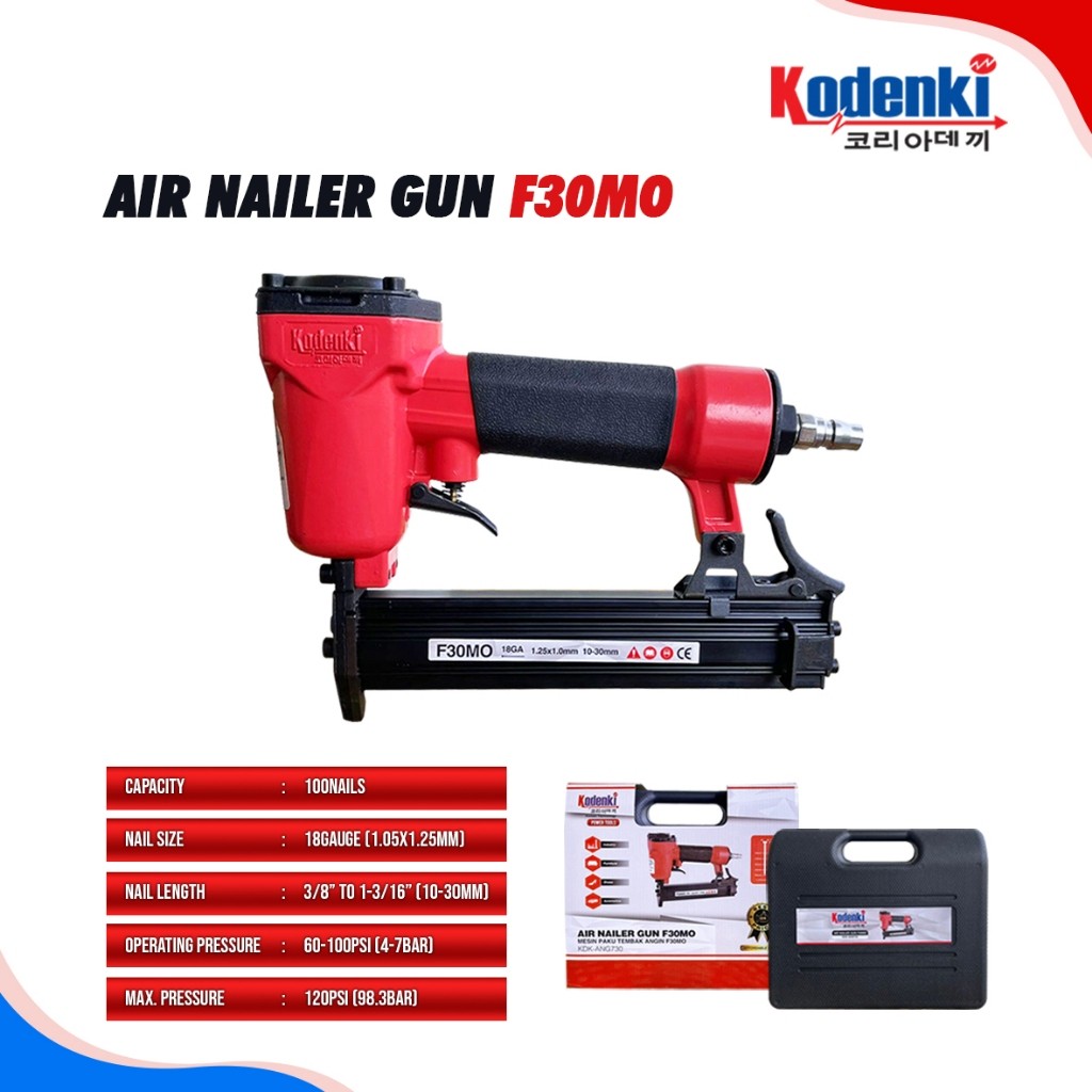 

KODENKI Air Nailer F30MO Mesin Air Nail Alat Paku Stapler F 30 - Alat Paku Lurus Stapler Angin F30 -