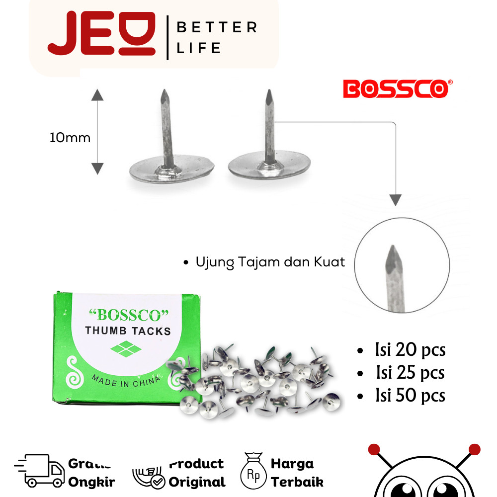 

GROSIR!!! 1 DUS isi 100 Box Thumb Tacks / Pines / Paku Payung co A-19~50 (isi 20/25/50)