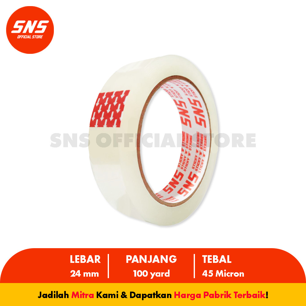 

1 KARTON Isolasi Bening 24 mm (1 inch) x 100 Yard SNS Sticky N Strong KHUSUS