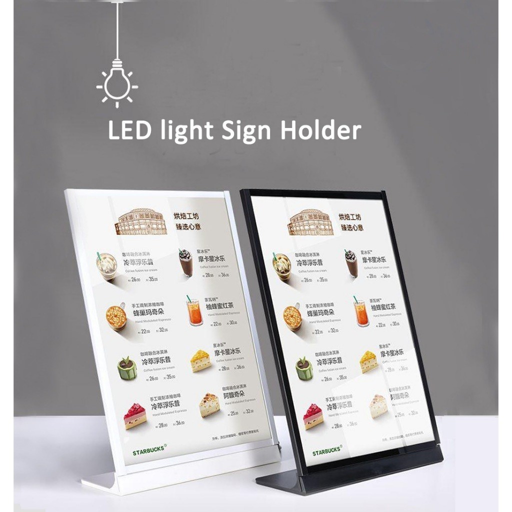 

TEEKA Tempat Brosur Akrilik LED A3/A4 - Display Menu Restoran Berlampu, Ringan, Elegan untuk Promosi