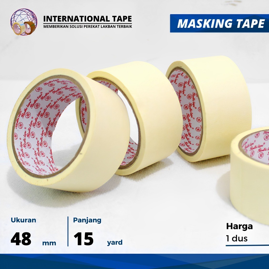 

LAKBAN KERTAS/MASKING TAPE BODHI 24MM/48MM X 15YARD PER DUS