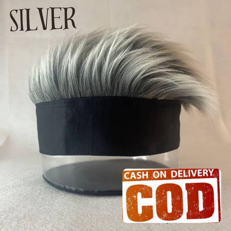 Topi rambut palsu pria, wik rambut palsu bulu korea, rambut cosplay