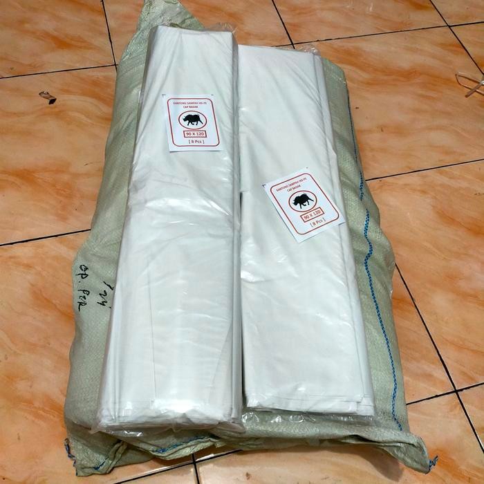 Plastik Sampah Putih Susu Uk 90X120 Trash Bag Kantong Plastik ( 2 Ball Isi 60 Pack) - Asli