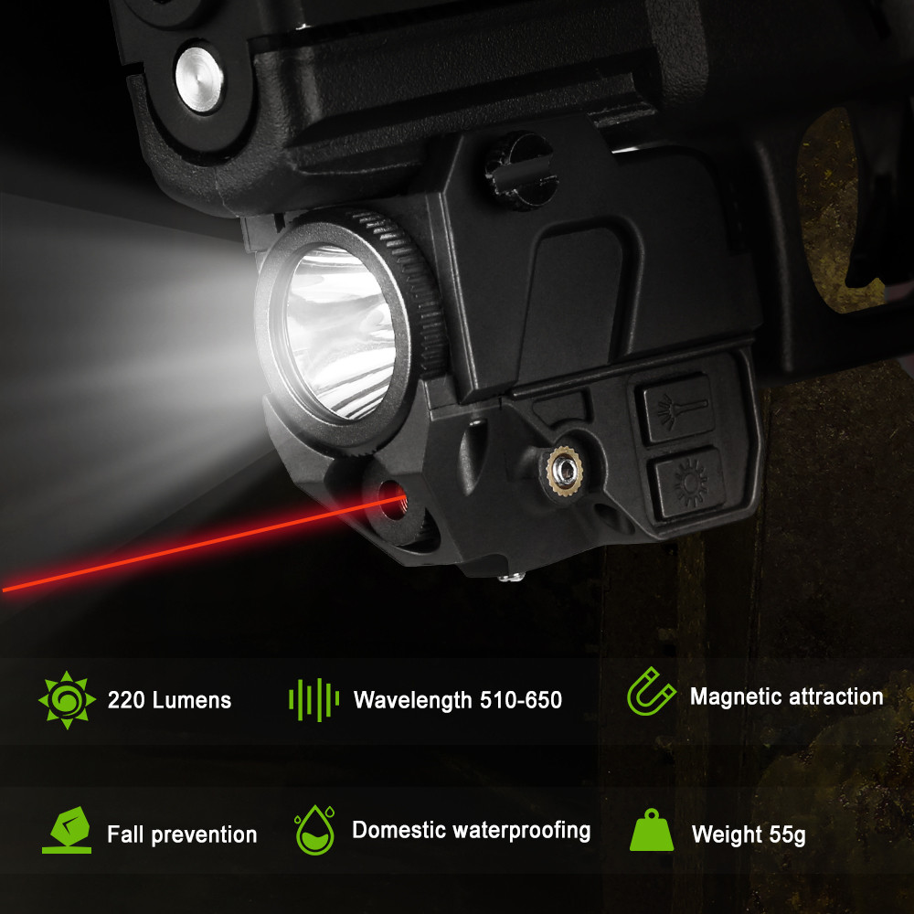 Glock Flashlight Weapon Gun Light Laser Combo Red Green Laser Pistol Light Magnetic Charging LED Tor