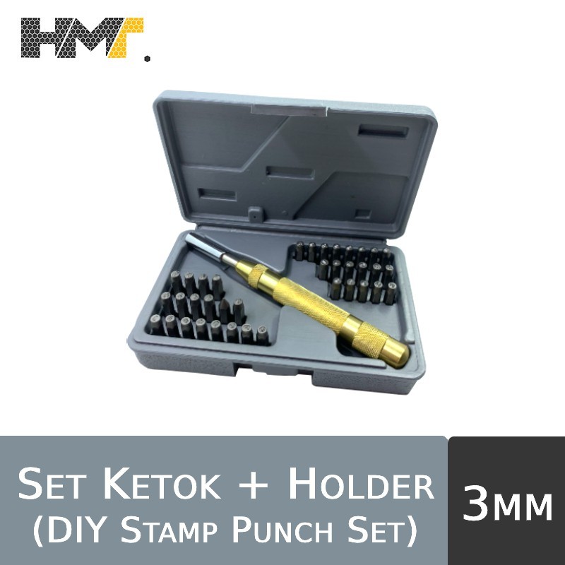 

Set Ketok Huruf, Simbol, Angka + Holder 3mm / Stamp Punch Set 37 Pcs