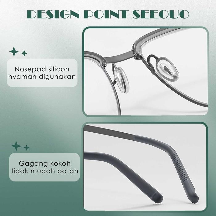 seeouo kacamata anti radiasi blueray titanium style kotak elegan 2605 [mutu terbaik]