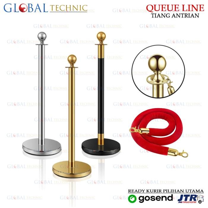 

LANGSUNG DIPROSES Standing Barrier Queue Line Golden / Tiang Antrian Stainless Penghalang Jalan /