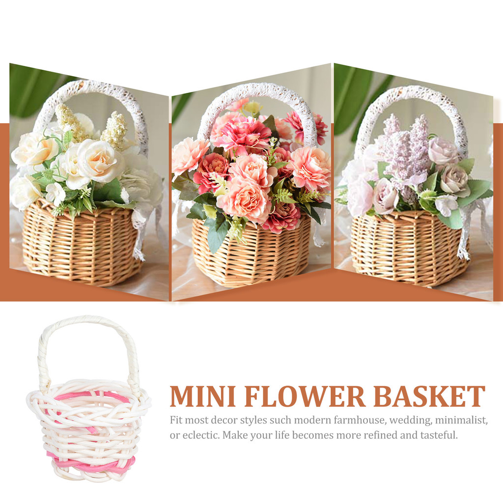 10 PCS Home Decoration Mini Shopping Basket Holder Woven Baskets Coffee Rattan Organizer