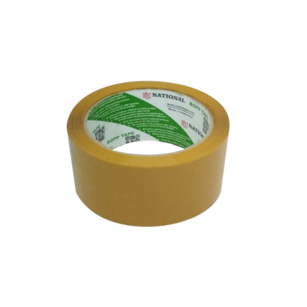 

Lakban Plakban Nachi BOPP OPP National Nachi Core Hijau 2 inch 48mm 90 Yard Bening - Cokelat - Dus
