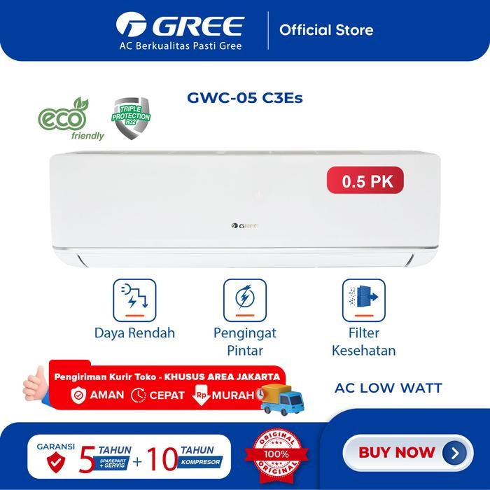 GREE AC DELUXE LOW WATT 0.5PK - GWC-05C3E(S) - PUTIH