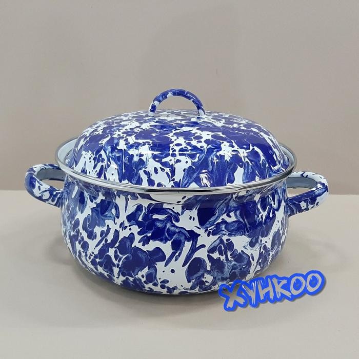 Kenanganpawon Panci Besar Enamel Saucepot 24Cm Biru Blirik