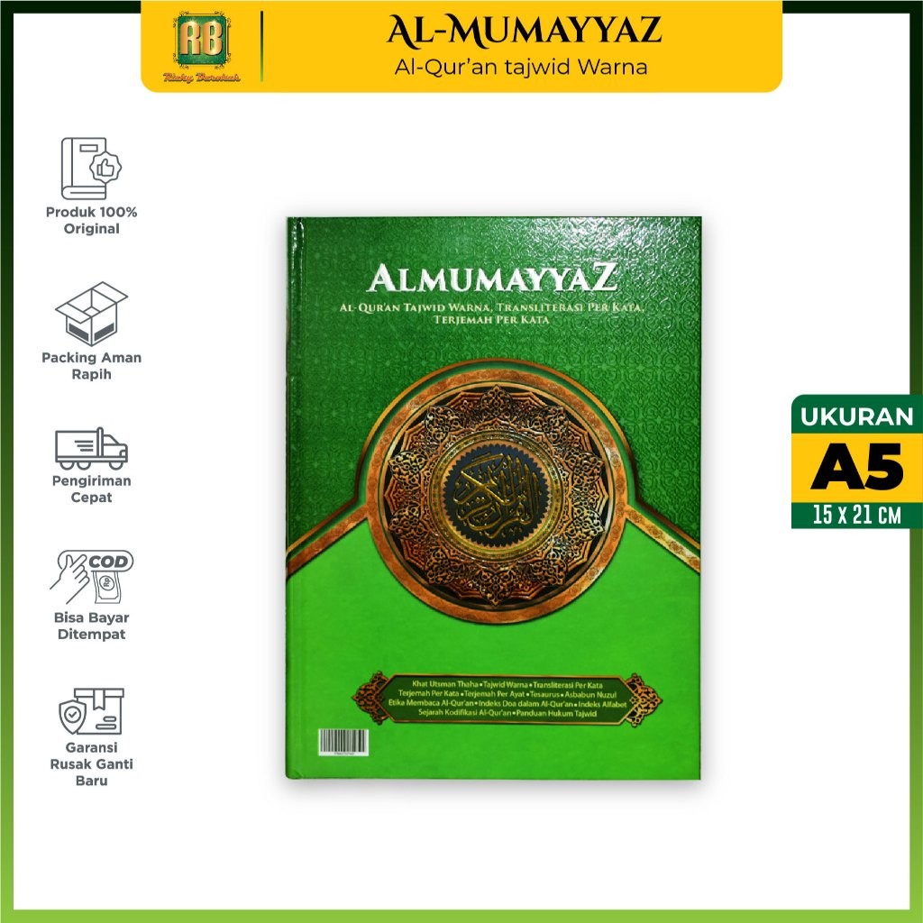 AlQuran Tajwid Warna Terjemah Transliterasi Al Mumayyaz Ukuran A5 / Al Mumayyaz A5 Al Qur'an