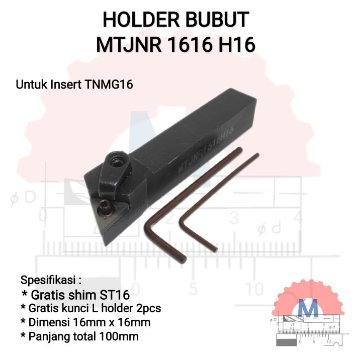Termurah Mtjnr 1616 16 Lathe Holder Stang Pahat Bubut Mtjnr1616 H16
