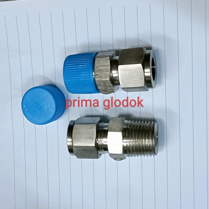 TOP MALE CONNECTOR SS316 1/2OD X 1/2/V-LOK CONNECTOR 1/2OD X 1/2NPT -