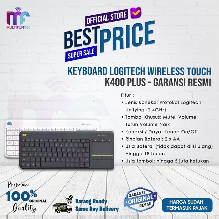 Keyboard LOGITECH Wireless Touch K400R PLUS - Garansi Resmi K-400R