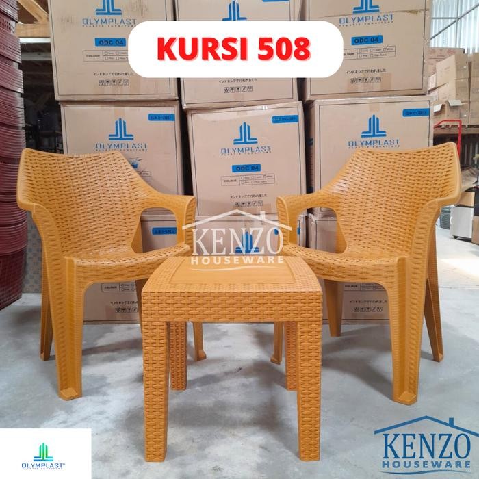 Kursi Sender Plastik Rotan Bangku Kursi Santai Teras Tangan Olymplast